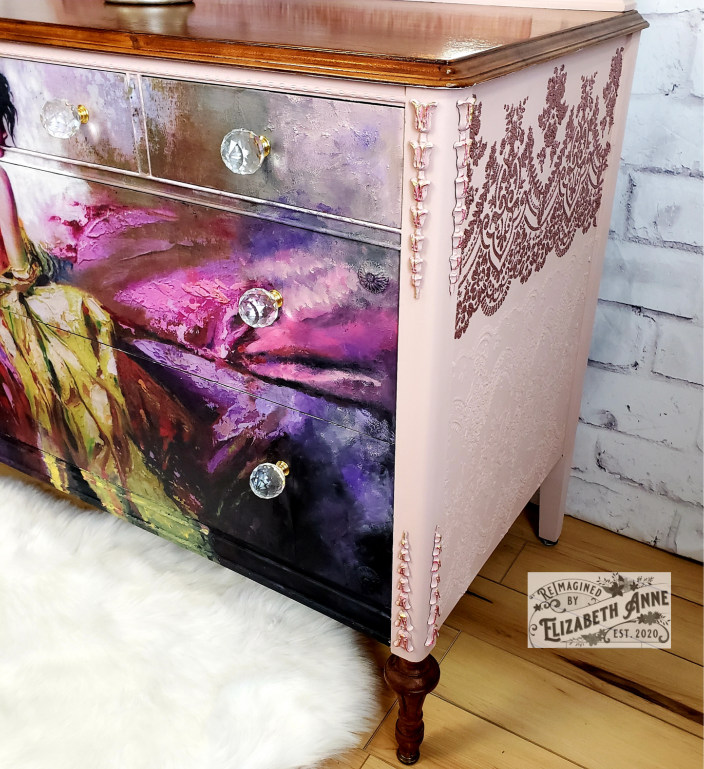 Vintage Dresser with Mirror | Large Boho Chest of Drawers | Entryway Storage | Bedroom Accent Furniture