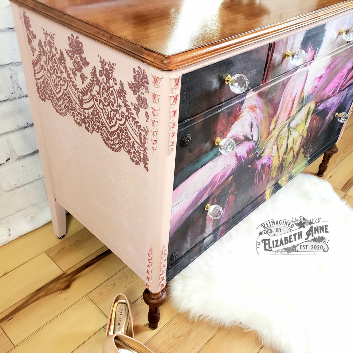Vintage Dresser with Mirror | Large Boho Chest of Drawers | Entryway Storage | Bedroom Accent Furniture
