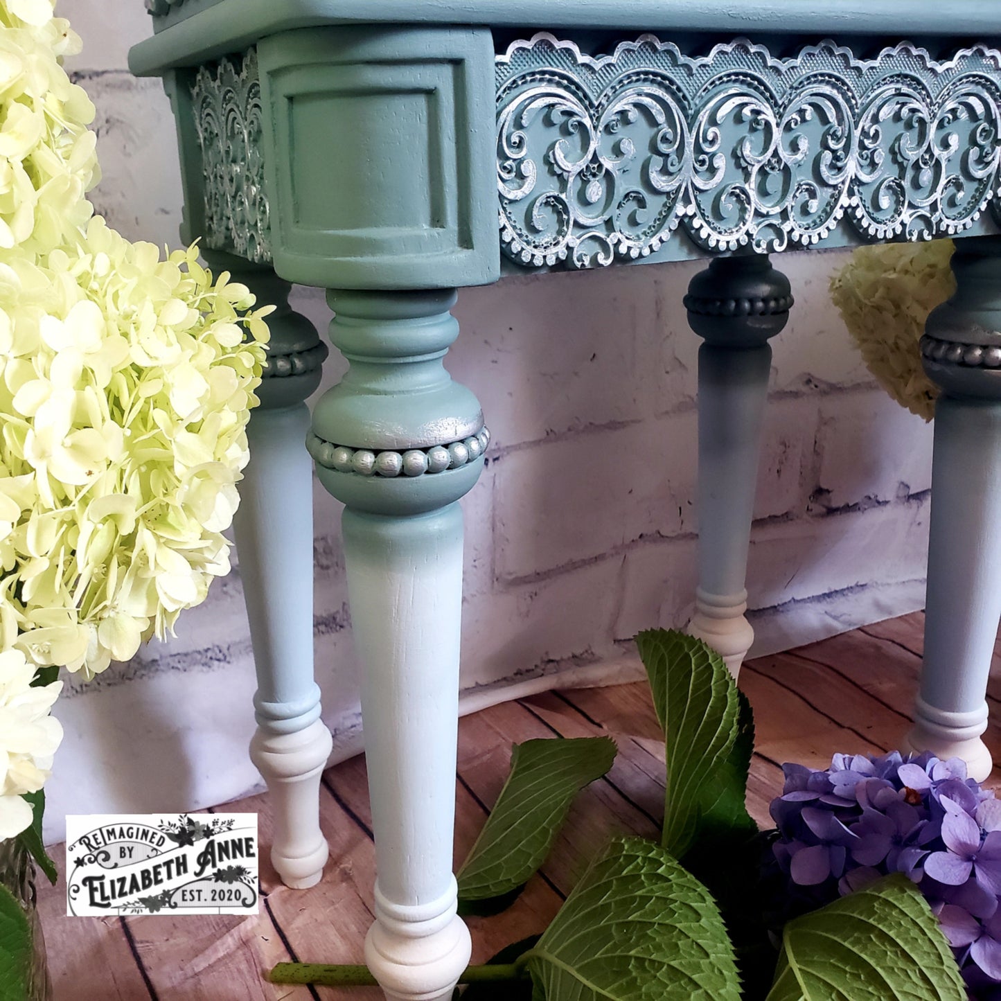 Bird and Floral Blossom Jewelry Armoire | Greens, Blues, Whites, Silver, Gray | Custom Bedroom Storage | Custom Gifts