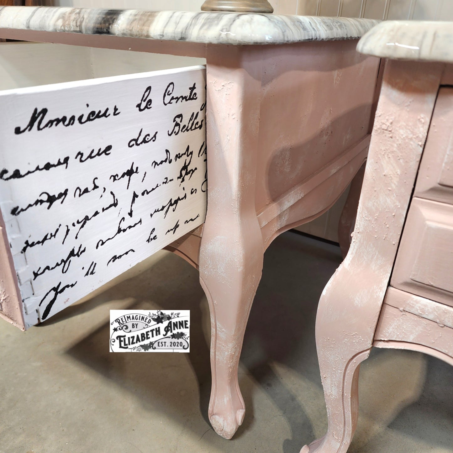 Pair of French Provincial Nightstands in Blush Pink