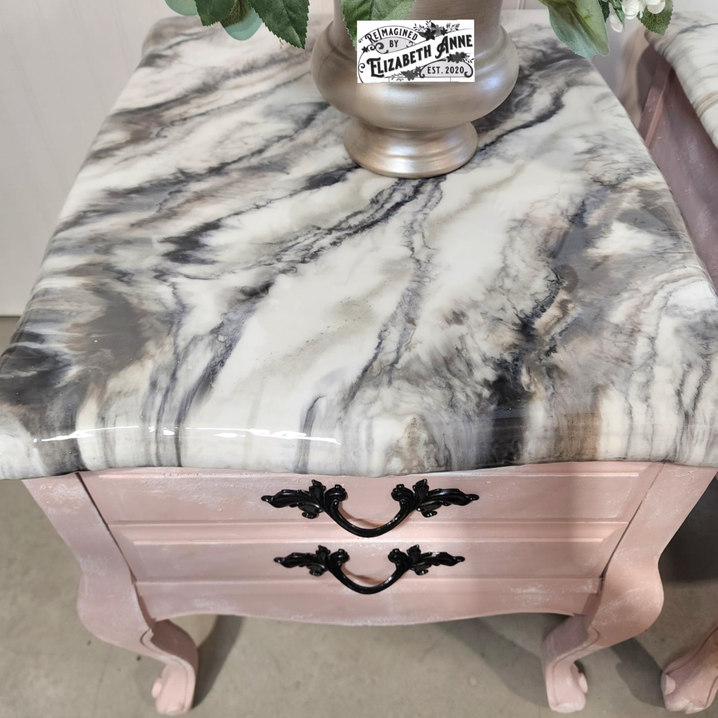 Pair of French Provincial Nightstands in Blush Pink