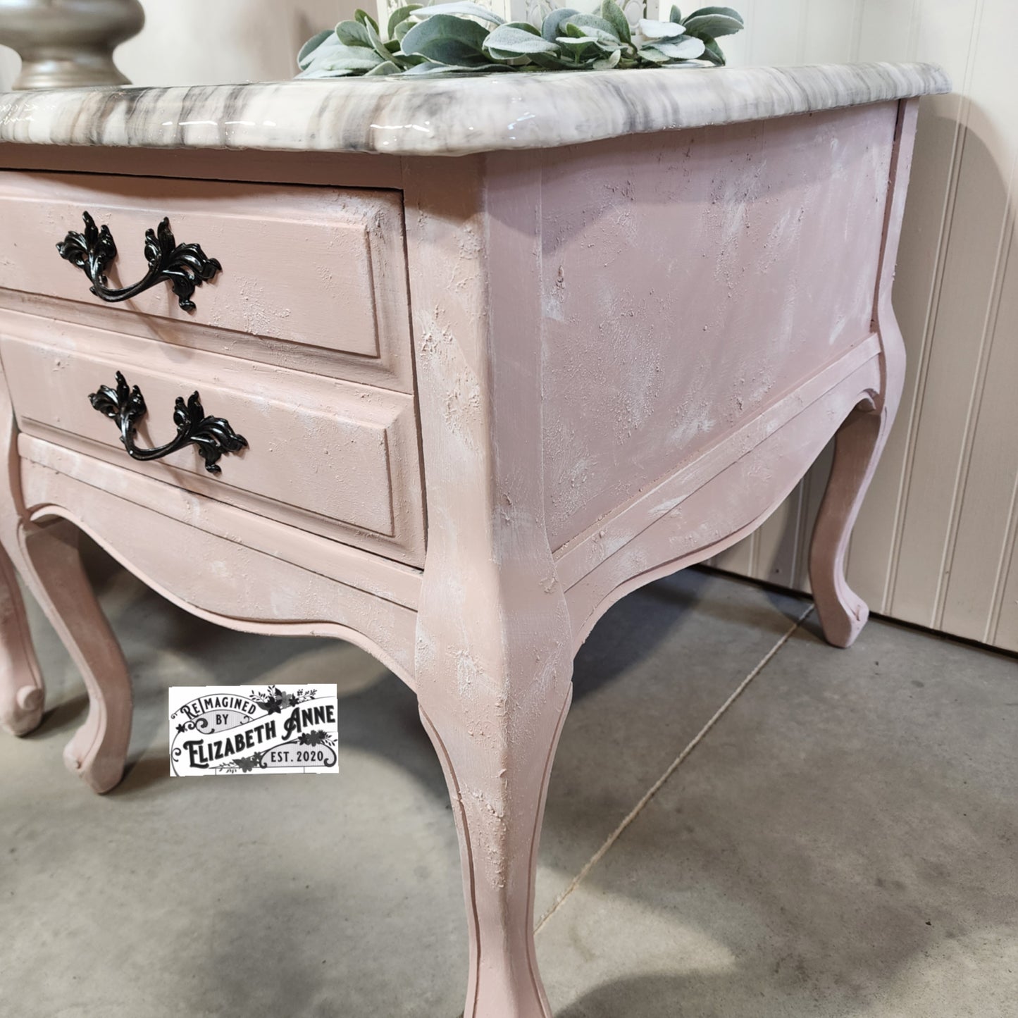 Pair of French Provincial Nightstands in Blush Pink