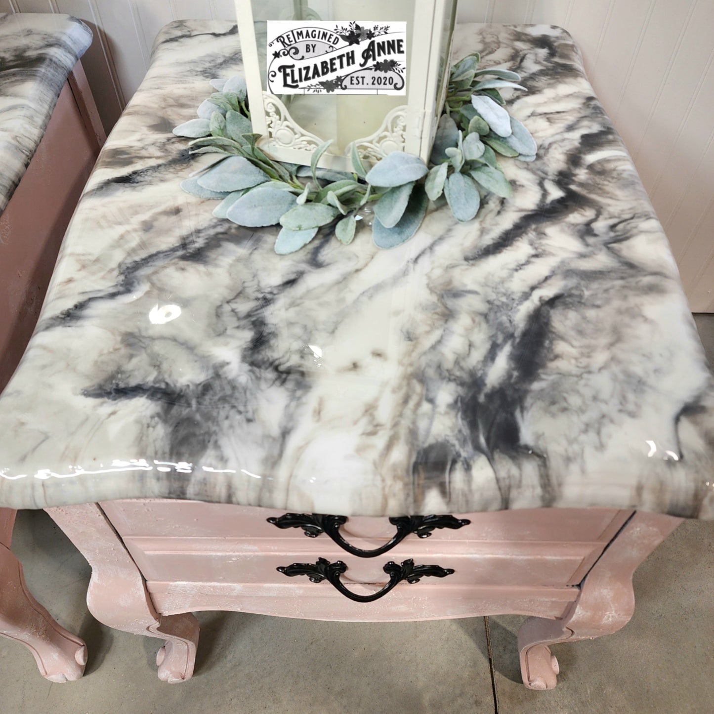 Pair of French Provincial Nightstands in Blush Pink