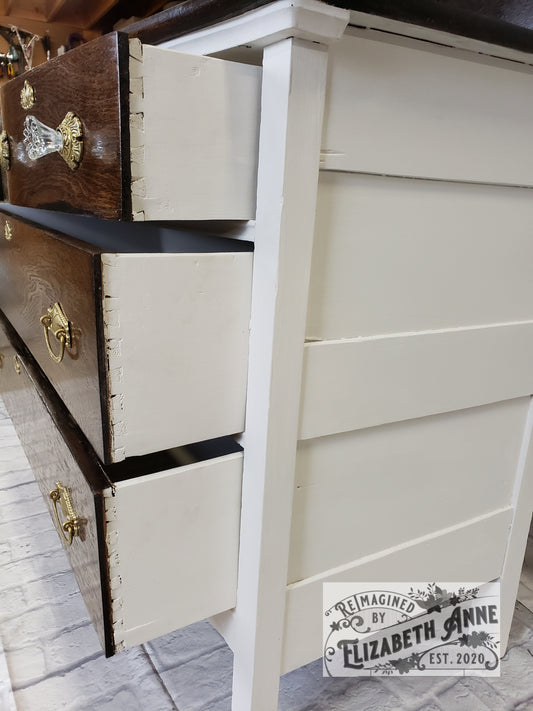 Antique Oak Dresser with Mirror/Victorian Dresser/White Chest of Drawers/Refinished Oak Dresser/Armoire/Entry Storage/Linen Storage